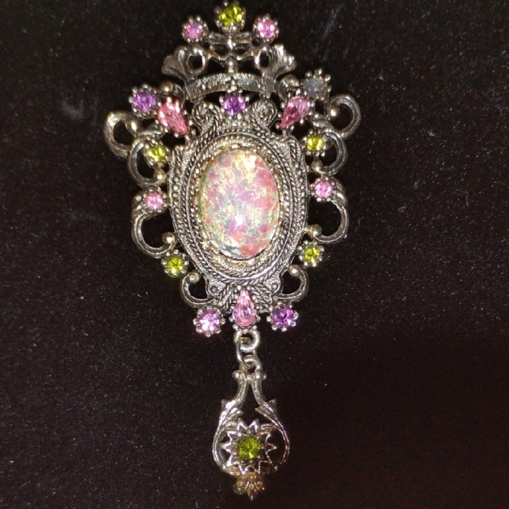 Elegant Silver and Multicolor Brooch
